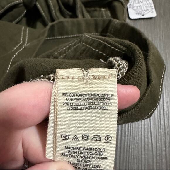 Free People Splendor In The Grass PaperBag Waist Mini Skirt in Army Green Size 6 - Picture 5 of 8